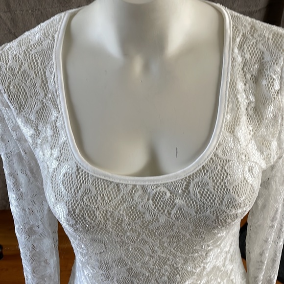 Long Sleeve Lace Dress/cover Up Off White - Picture 4 of 5